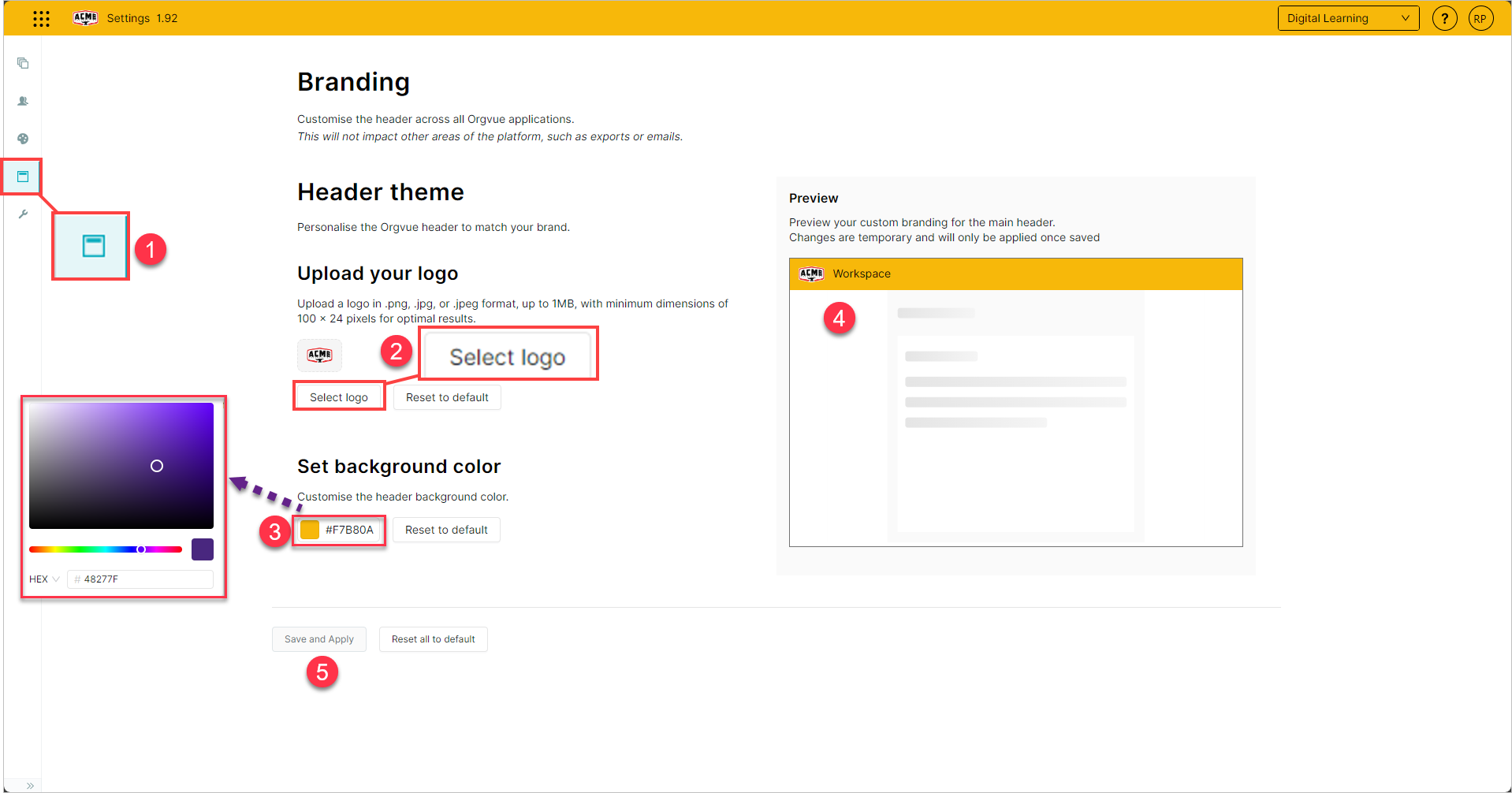 Branding | Orgvue Settings User Guide