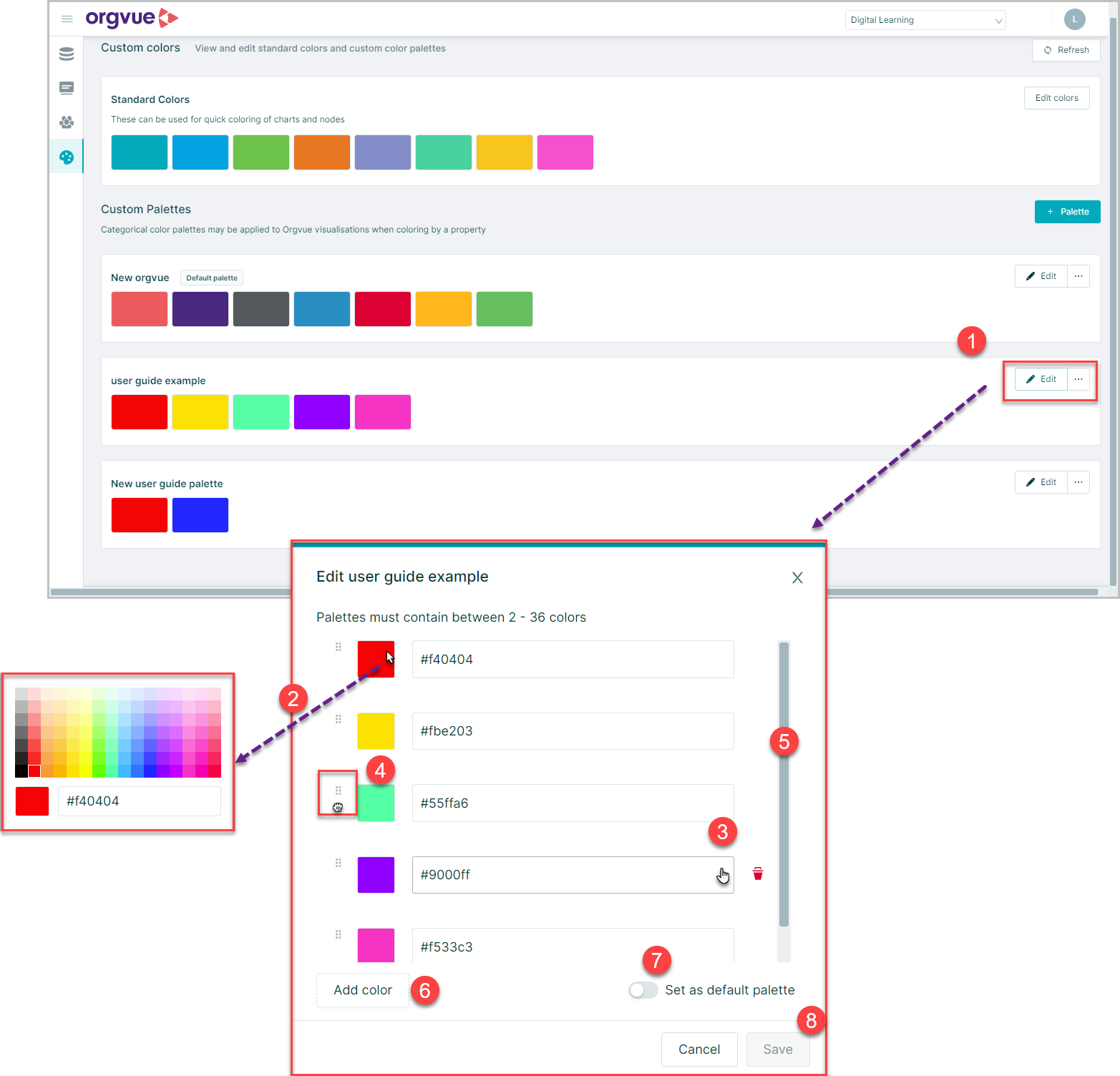 Custom Colors | Orgvue Settings User Guide