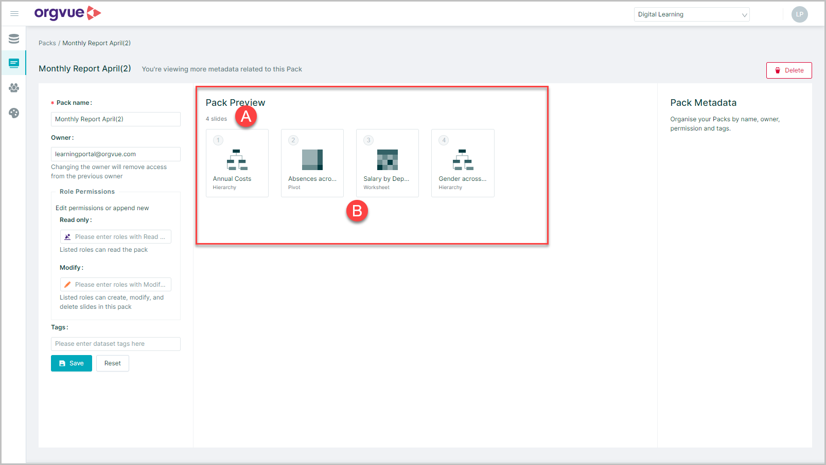 Packs | Orgvue Settings User Guide